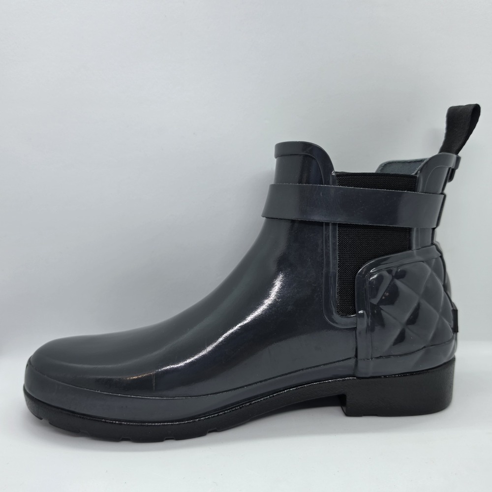 Hunter Original Refined Quilted Chelsea Boots Glossy Slate Gray Women's Size 7 - Picture 7 of 13